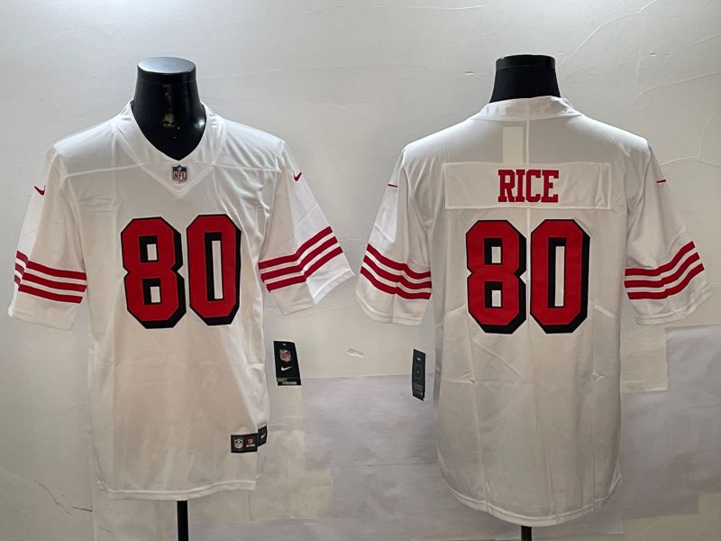 Men San Francisco 49ers 80 Rice White Throwback 2024 Nike Limited NFL Jersey style 0104
